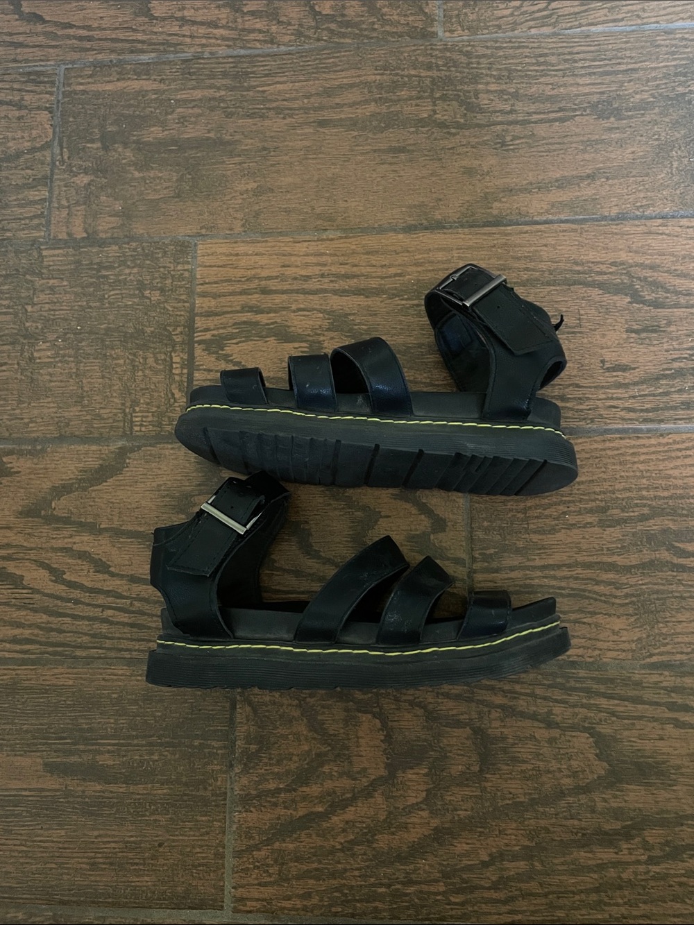 Kids Black Strappy Comfort Sandals